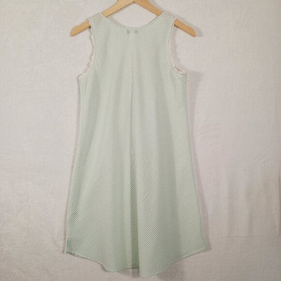 Miss Elaine, Small Sleeveless short Nightgown, Mint Green/White W/ Embroidery... - Picture 4 of 13